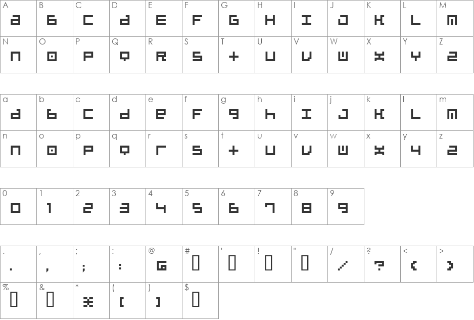 Beatbox font character map preview