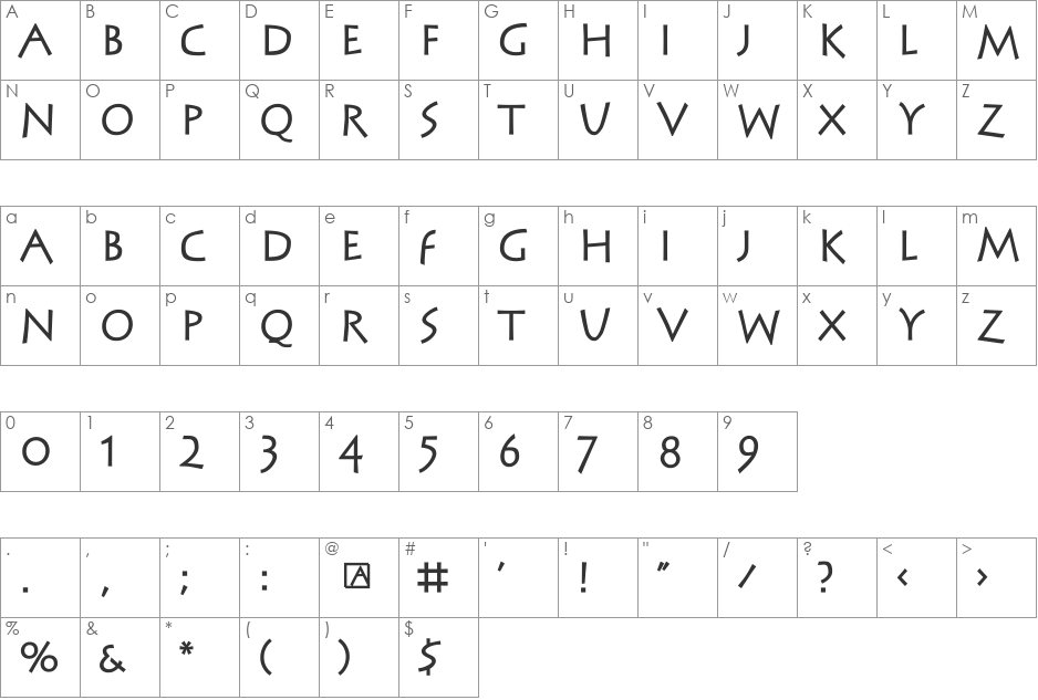 SteinAntik font character map preview