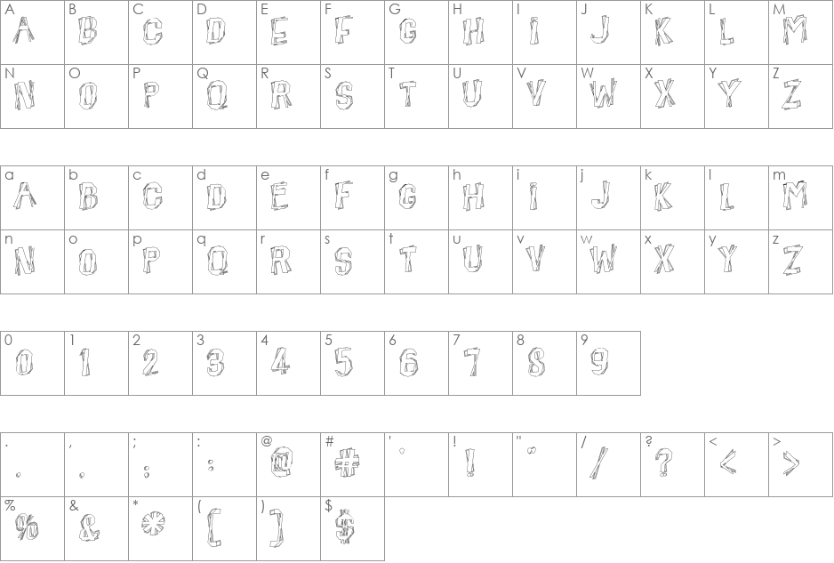 BeatnikHayseed font character map preview
