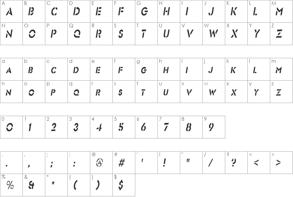 Stencil Sans font character map preview