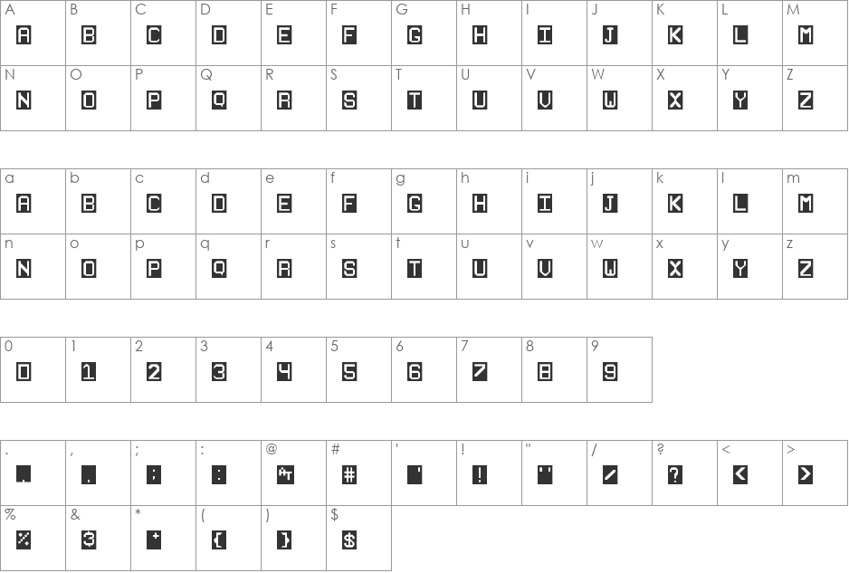 Stencilie font character map preview