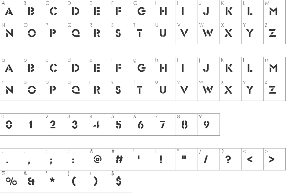 StencilSans font character map preview