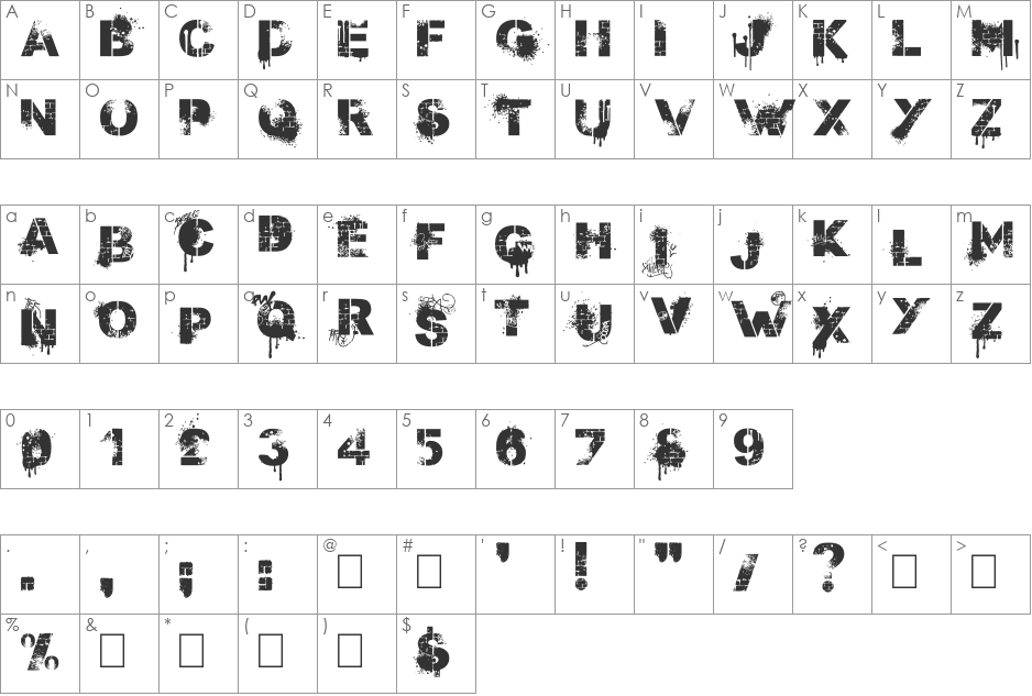 Stenstreet font character map preview