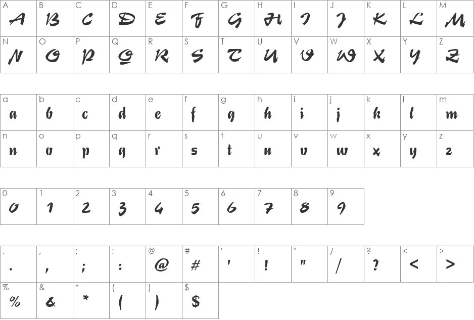 Stentor font character map preview