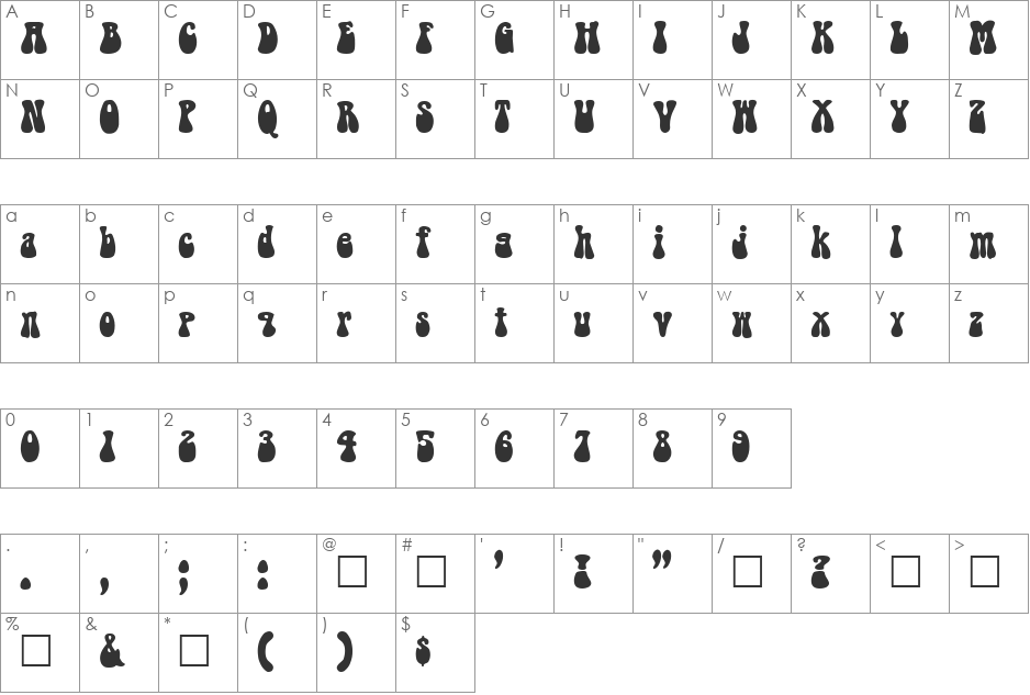 BEATRICE font character map preview