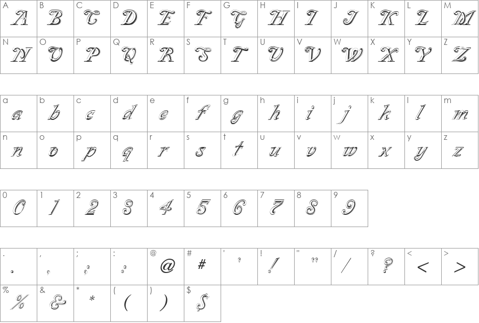 STEPHEN font character map preview