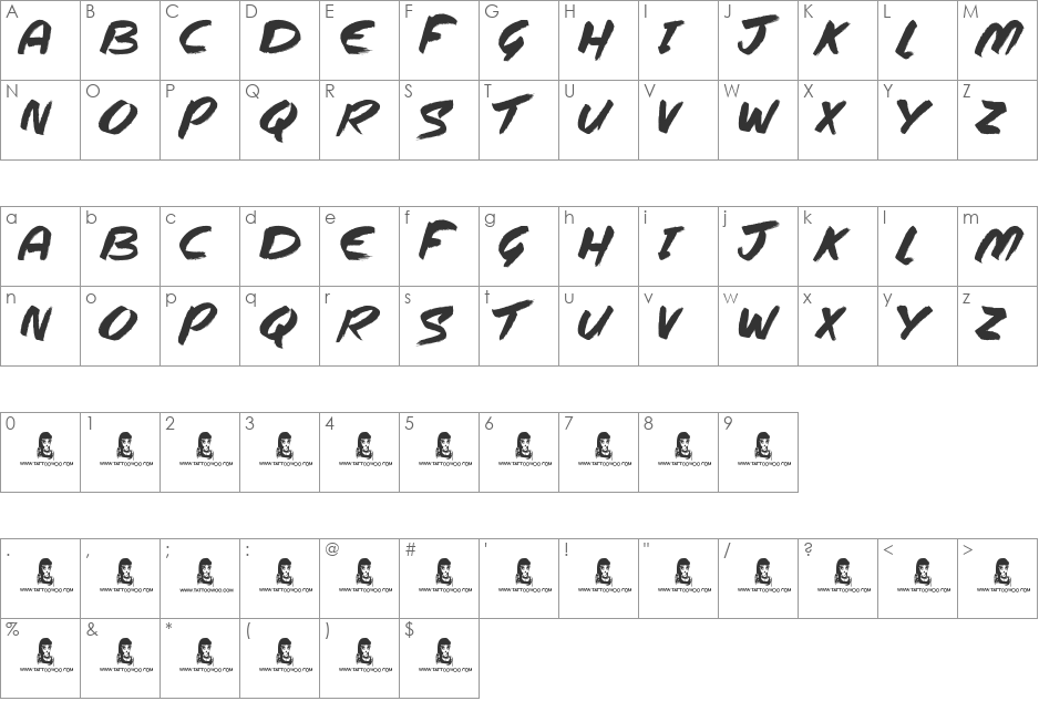 Steppers font character map preview