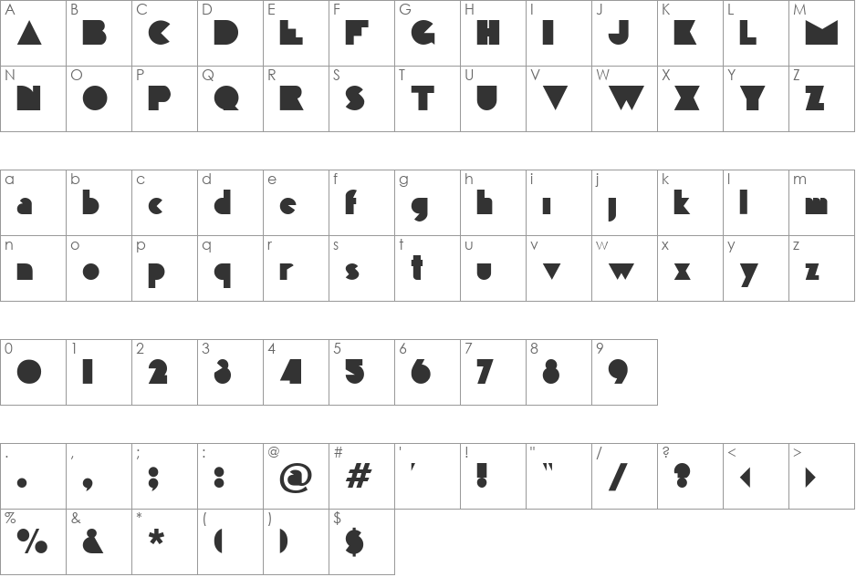 Steppes TT font character map preview