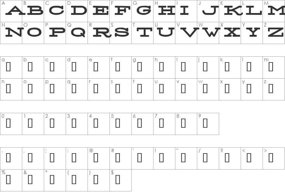 Stereo font character map preview