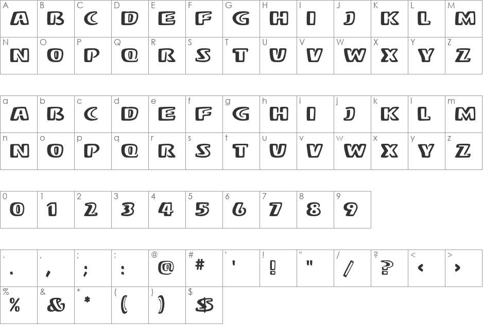 Stereo MF font character map preview