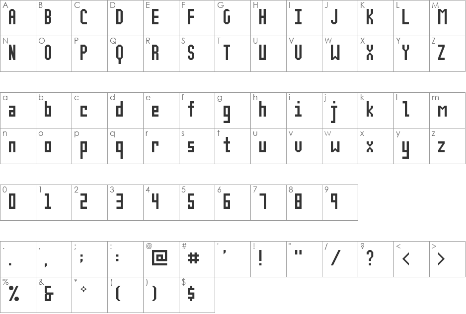 Stevenage NBP font character map preview