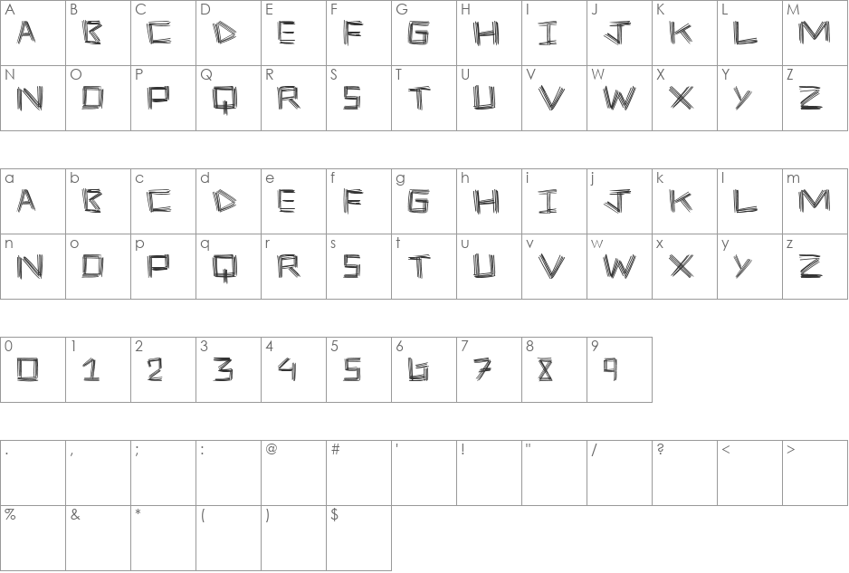 Stick Four font character map preview