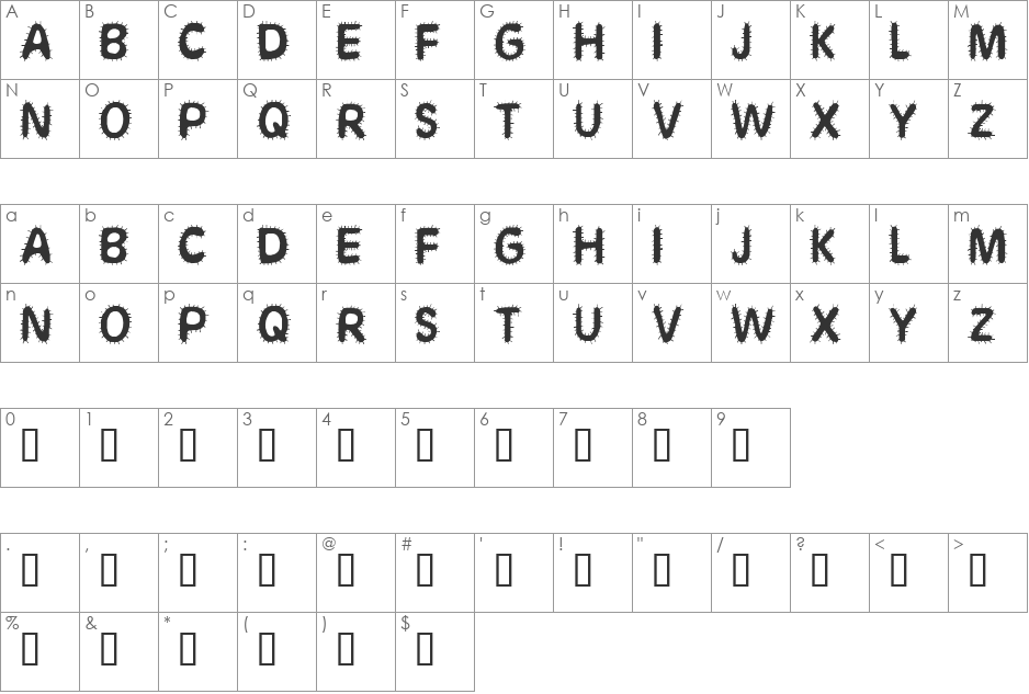 StickAroundForJoy font character map preview