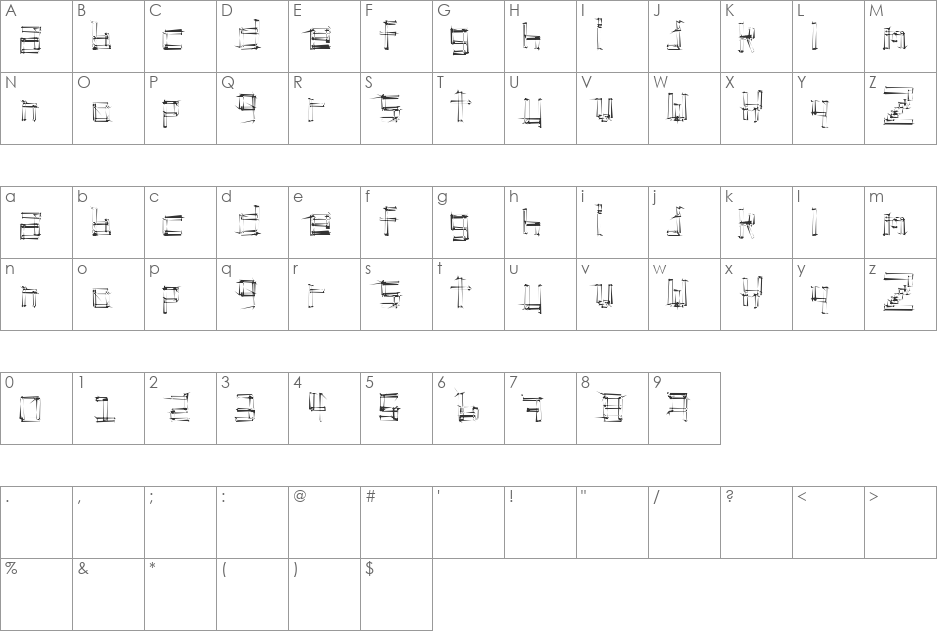 stickchop font character map preview