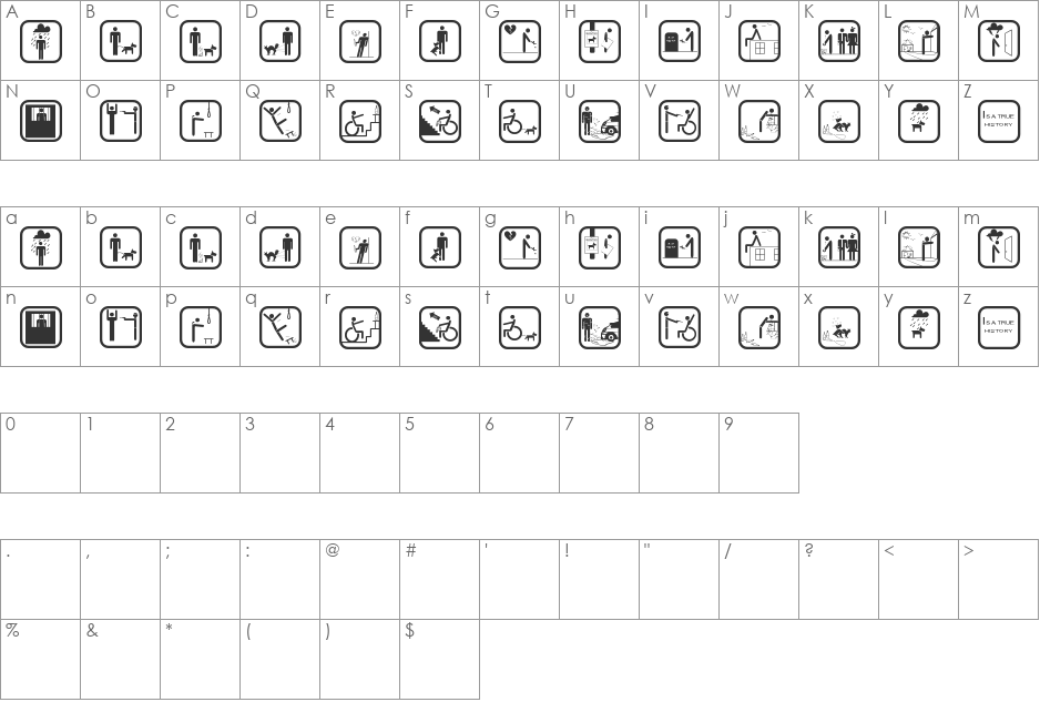 Stickerman bad times font character map preview