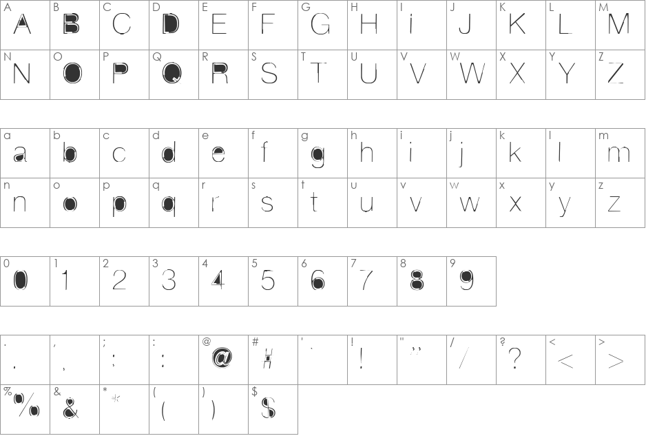 stickfig font character map preview