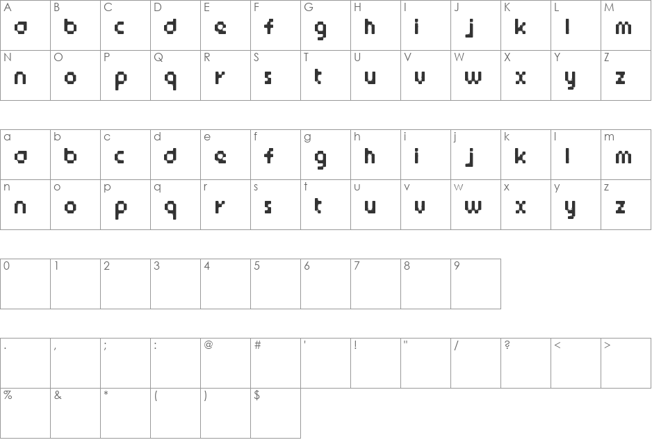 Sticky bits v2 font character map preview