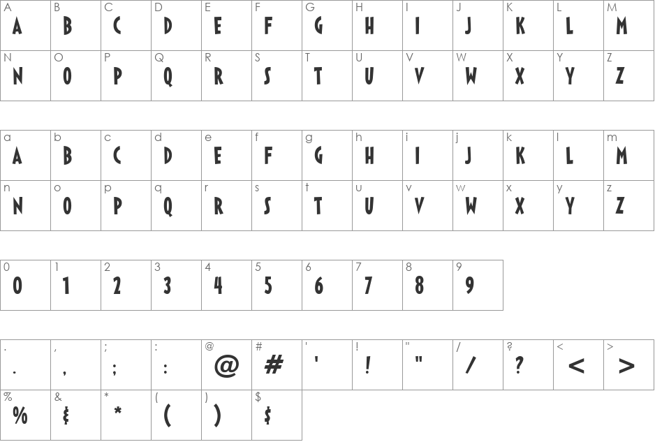 Sticky Moula BTN font character map preview