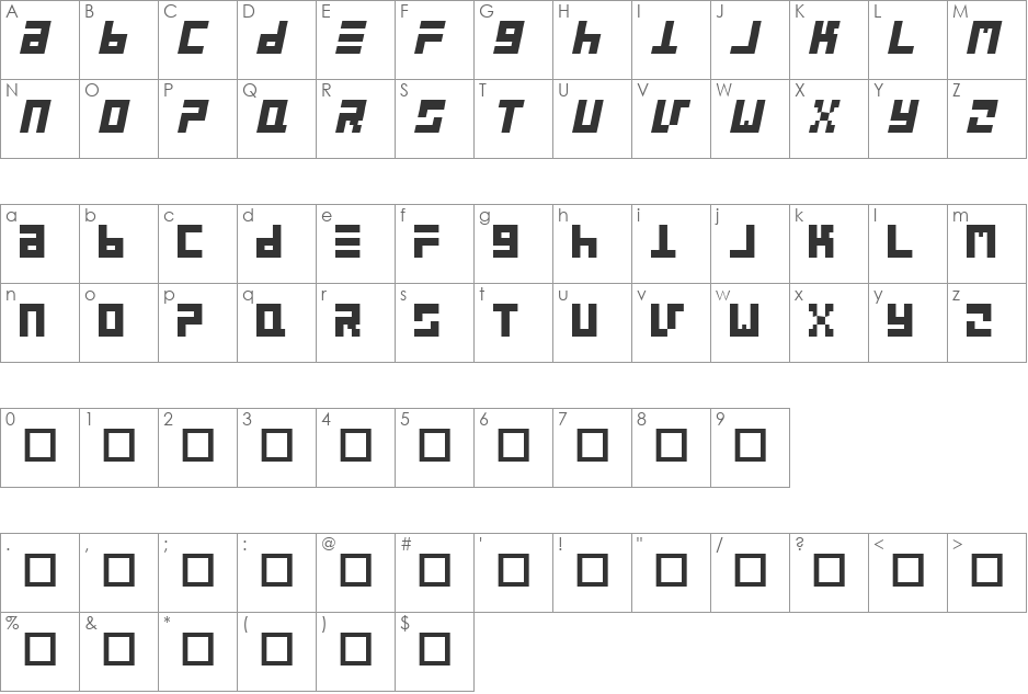 Still Font font character map preview