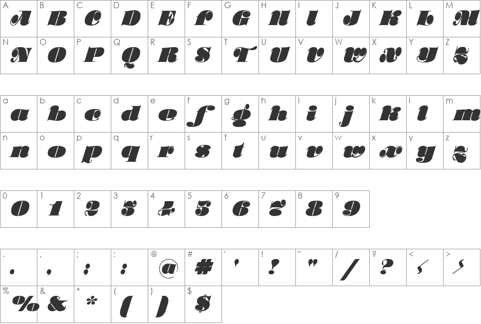 Stilla font character map preview