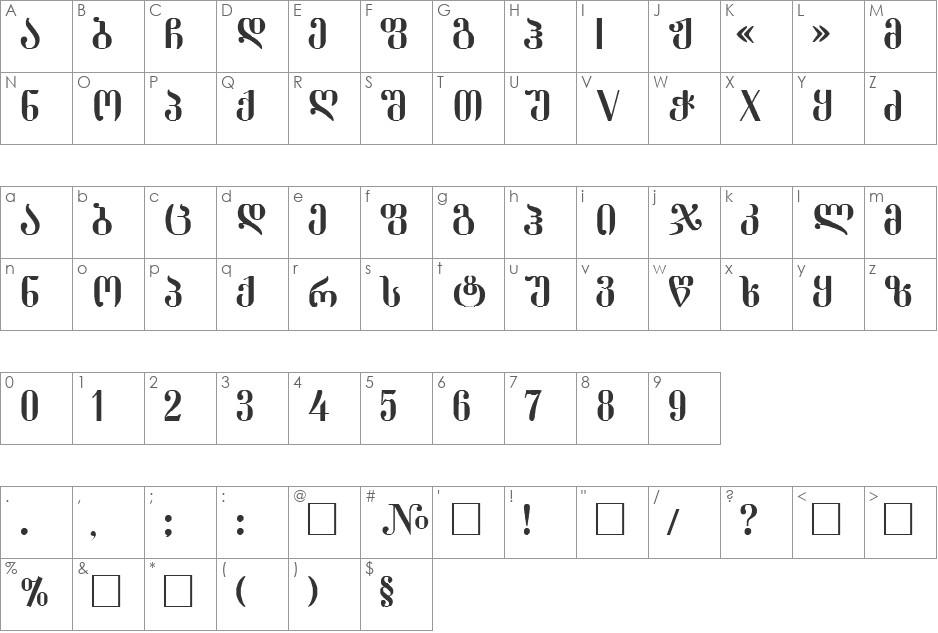 AdumbadzeHN font character map preview