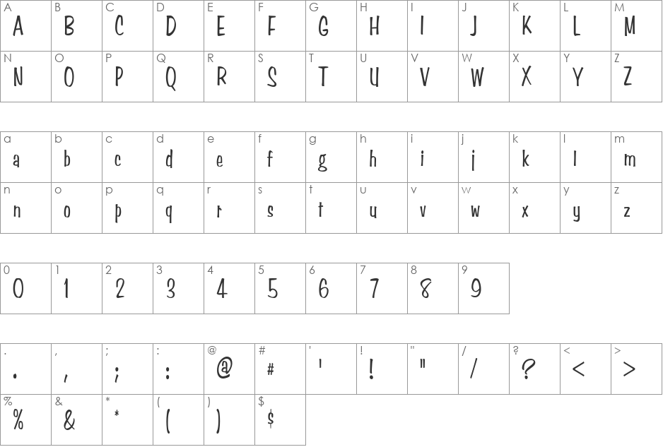 StimpsonCondensed font character map preview