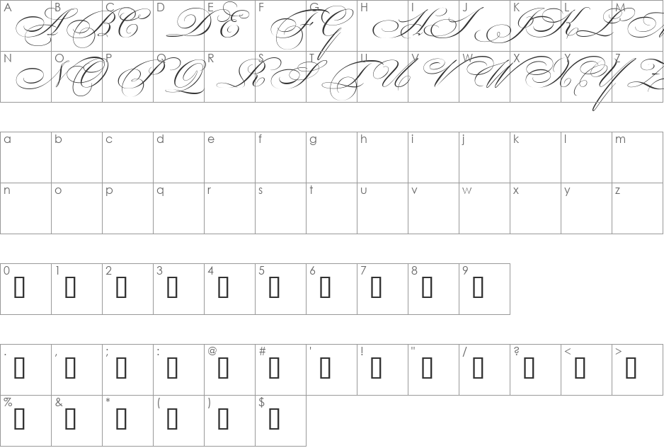 Beautiful Caps ES font character map preview