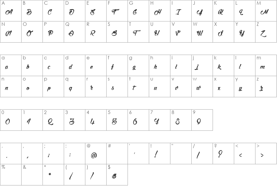 Stink on the Death font character map preview