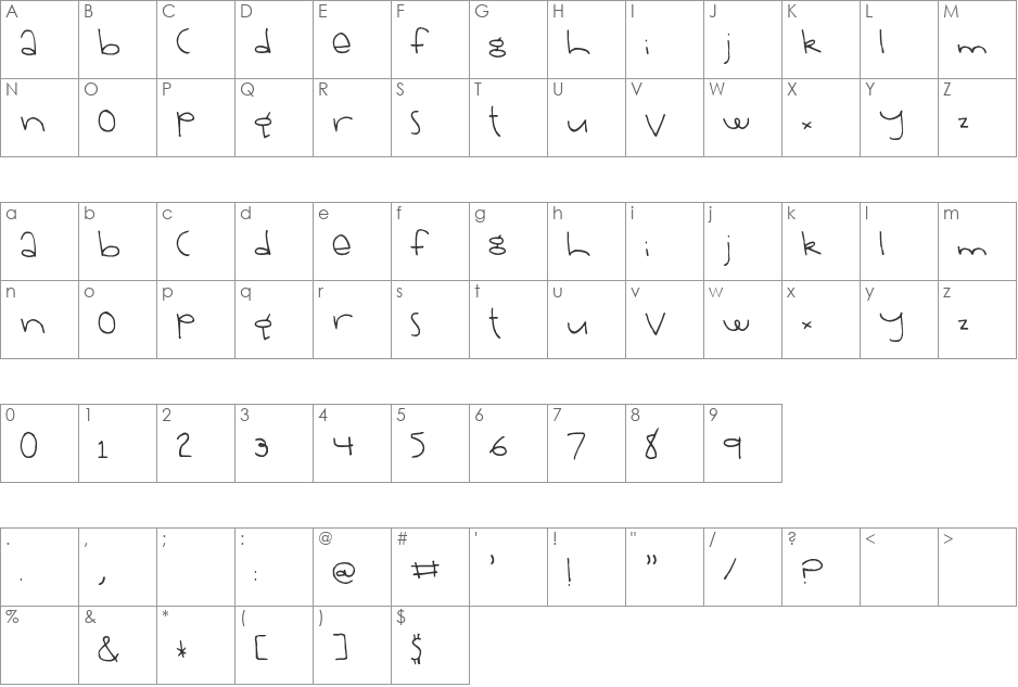 Stinkerella & Stinkzilla font character map preview