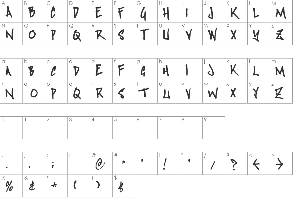 STINKFIST font character map preview