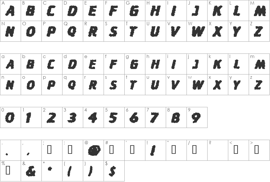 StinkFisty font character map preview