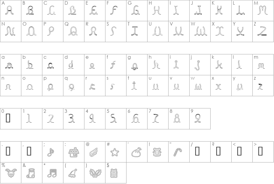 Stitch draft font character map preview