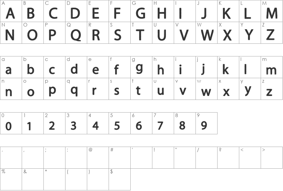 Stitch It font character map preview