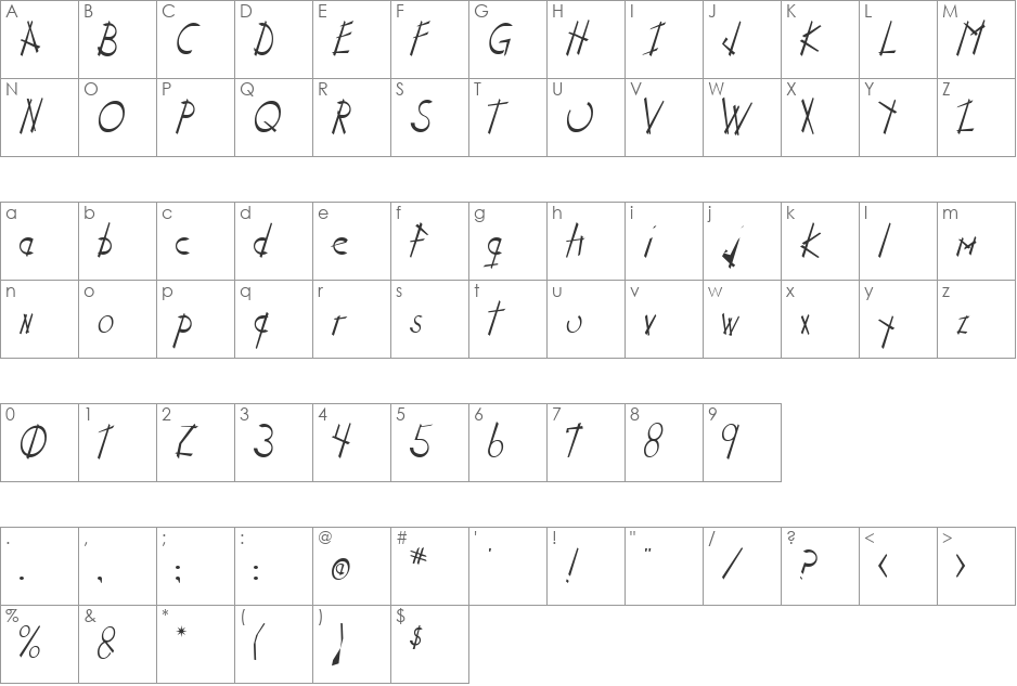 Stix n Stonz font character map preview
