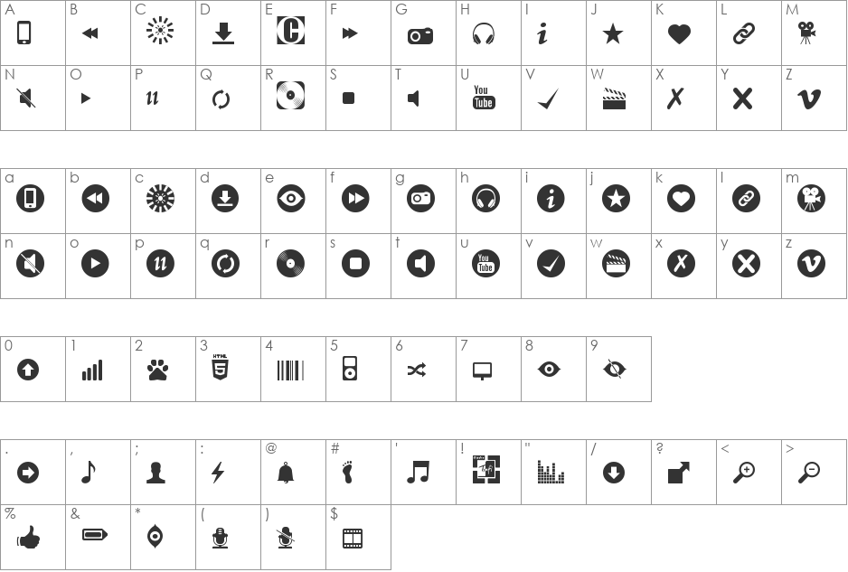 sTmedia font character map preview