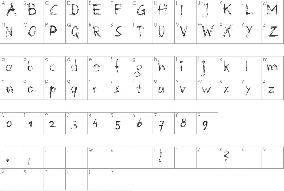 Stock font character map preview