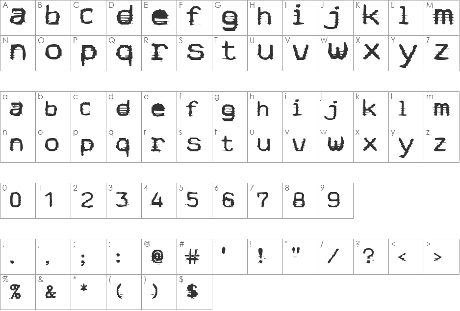 Stock Quote font character map preview