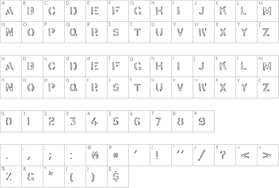 Stockstill Solid font character map preview