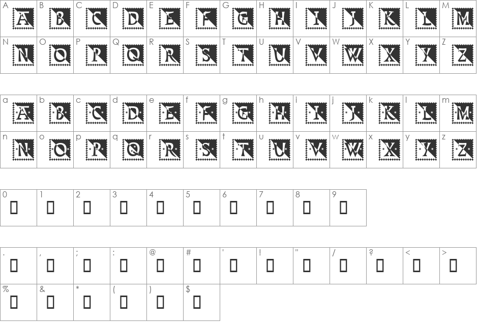 StonageStamp font character map preview