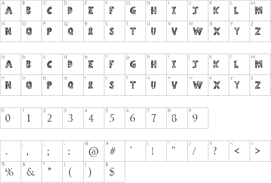 Stone Age font character map preview