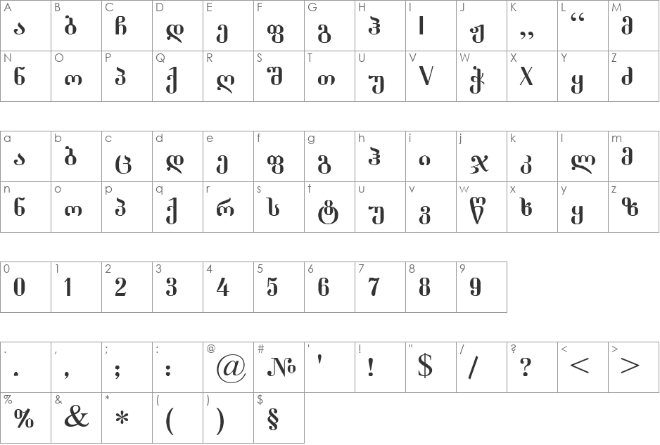 Adumbadzel font character map preview