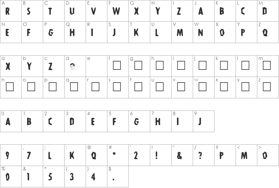 Stone-Age font character map preview