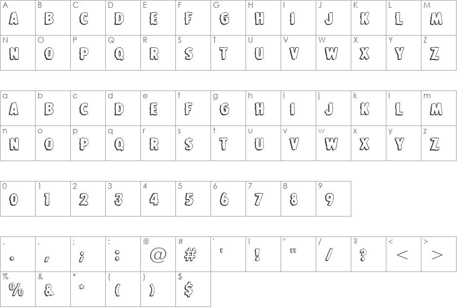 StoneAge BT font character map preview