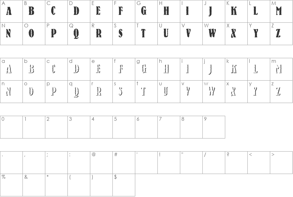 StoneAm font character map preview