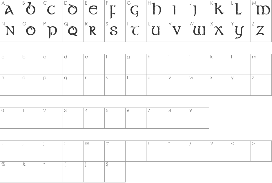 STONECROSS font character map preview