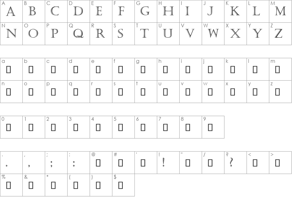 StonecutCaps font character map preview