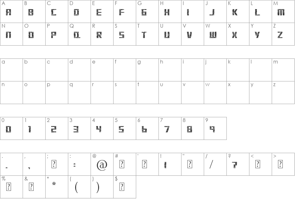 stonehenge font character map preview