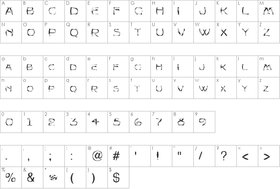 Stonehenge font character map preview