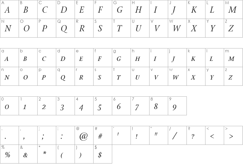 StonePrintSmallCaps font character map preview