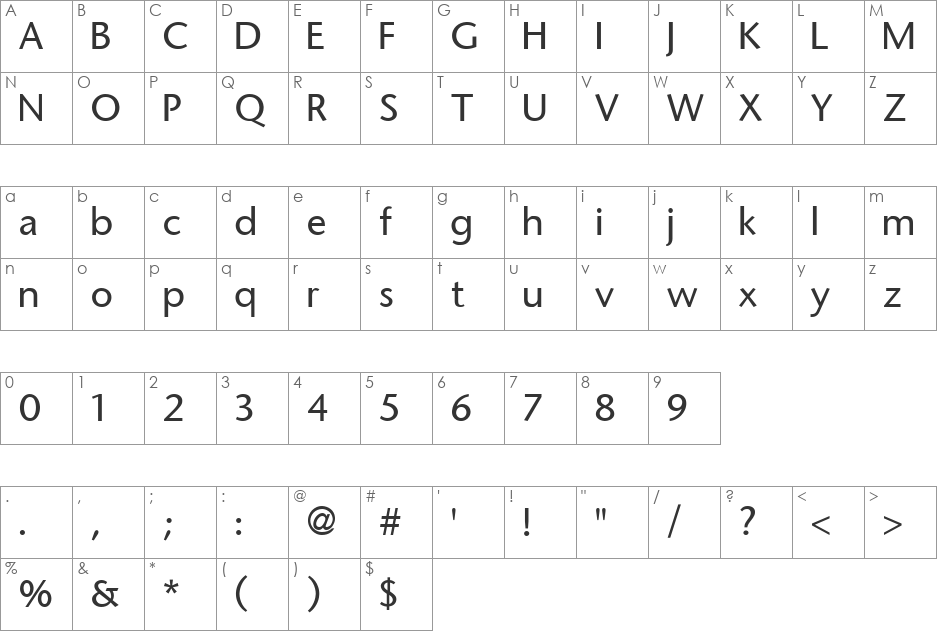 StoneSans font character map preview